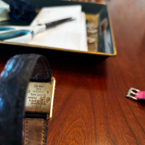 Cartier Gold Rectangular Watch with Black Strap - Picture 3 of 4